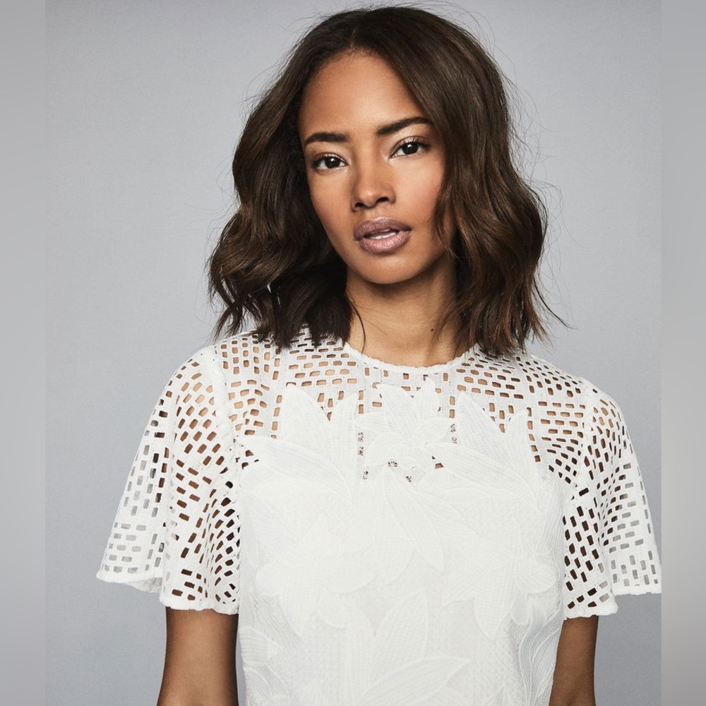 REISS | Damara Lace Mini Dress, US8 - Picture 3 of 10